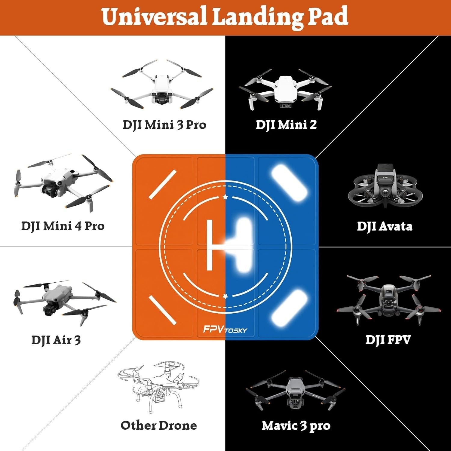 Reflective Drone Landing Pad 25.2" Foldable Waterproof Universal