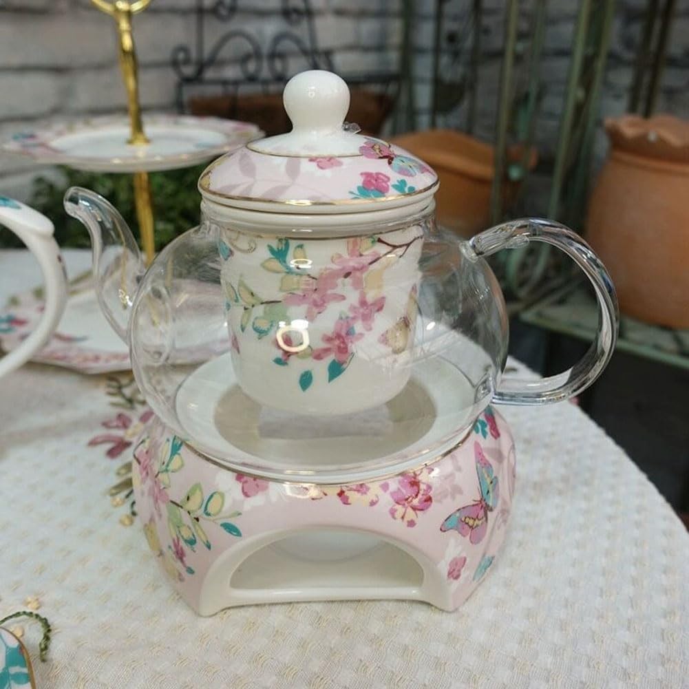 Bone China Teapot with Warmer & Infuser 500ml Butterfly Tea Pot