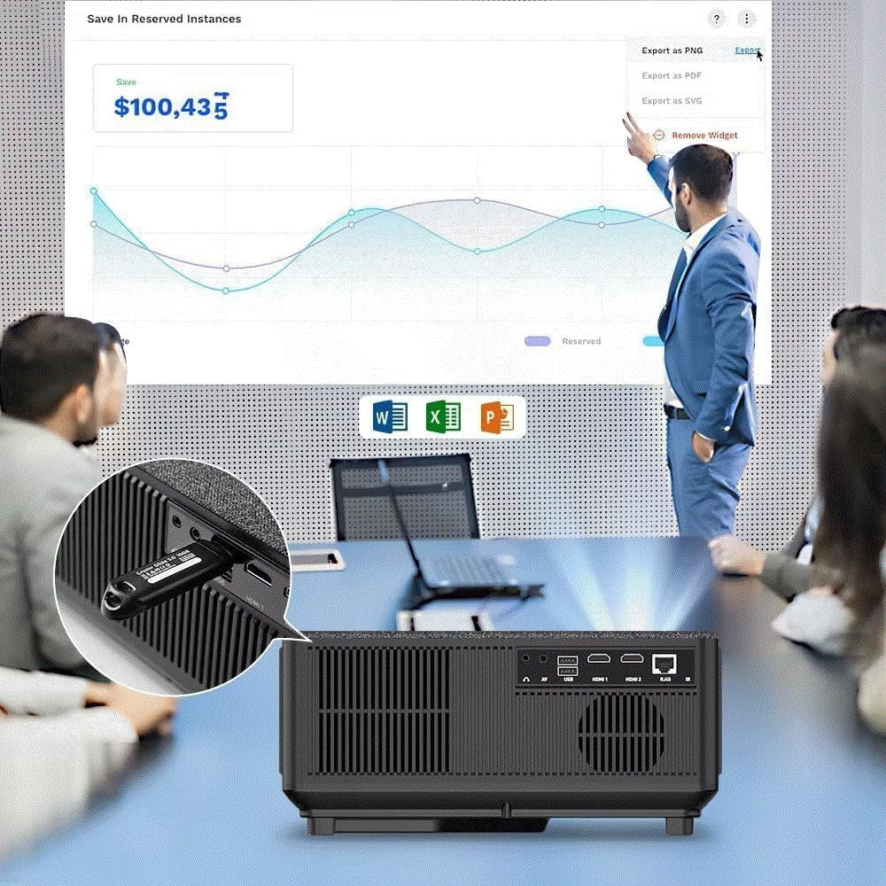Full HD 1080P Android Projector 30000 Lumens WiFi Bluetooth 300"