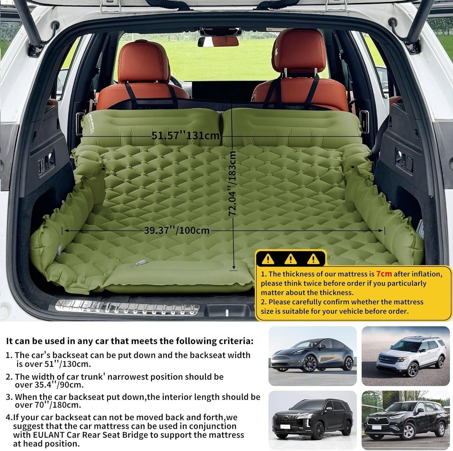 2-Person Inflatable Car Mattress with Foot Pump & Waterproof Travel Bed
