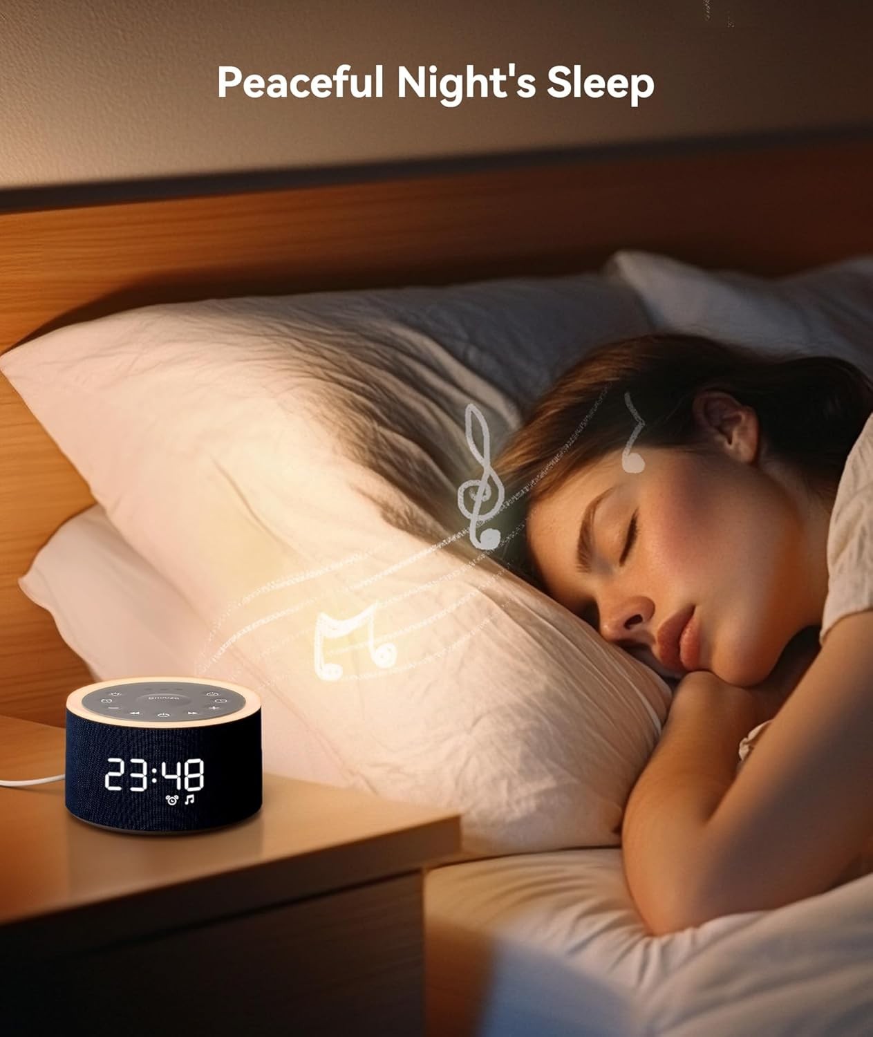 Blue White Noise Machine Alarm Clock Night Light 29 Sounds Dimmable
