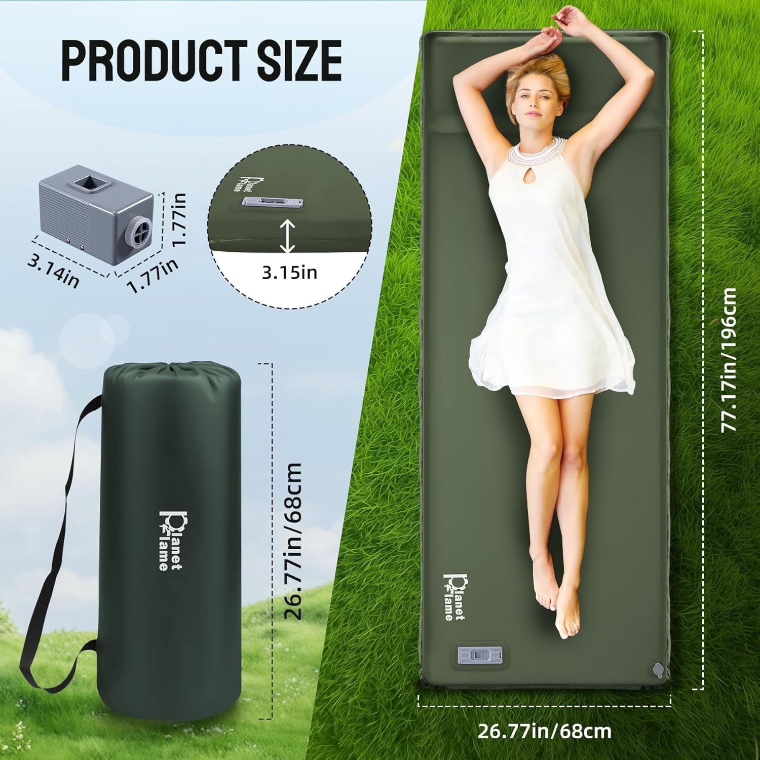 Self Inflating Camping Mat with Built-In Pump – Portable Air Mattress
