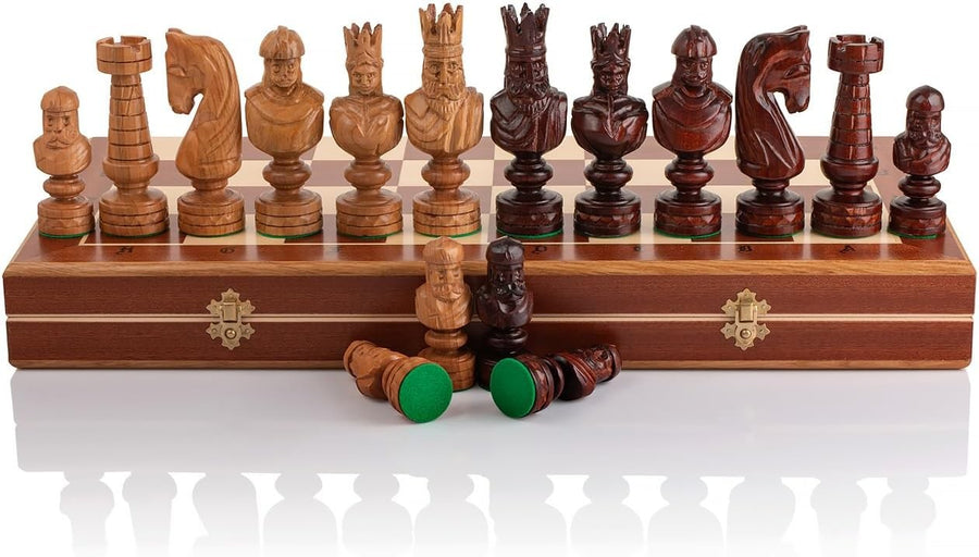 60cm Luxury Inlaid Wooden Chess Set – Large Hand-Carved Weighted Pieces