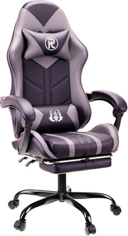 Ergonomic Gaming Chair with Footrest & Lumbar Support – Grey PC Seat