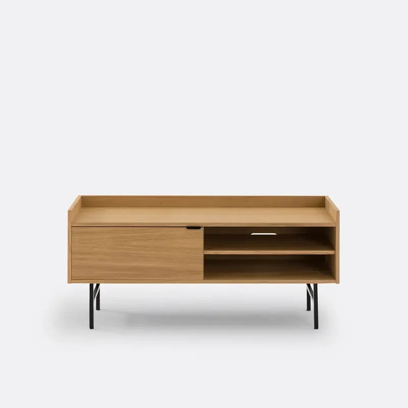 Modern Oak TV Unit Stand 130cm – Slim Storage Cabinet for Living Room