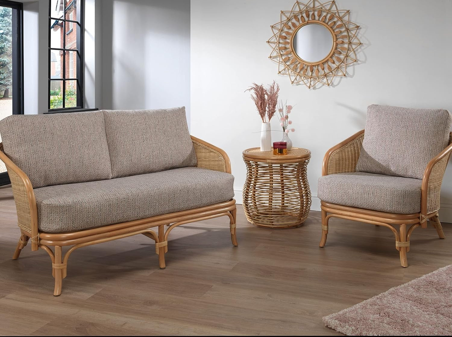 Luxury Rattan Conservatory Armchair Indoor Cane Chair with Deep Comfort Cushions