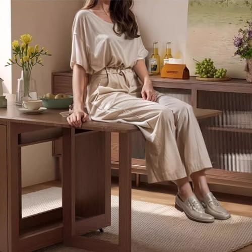 Oak Folding Butterfly Dining Table Set with Hidden Chair Storage – Wood