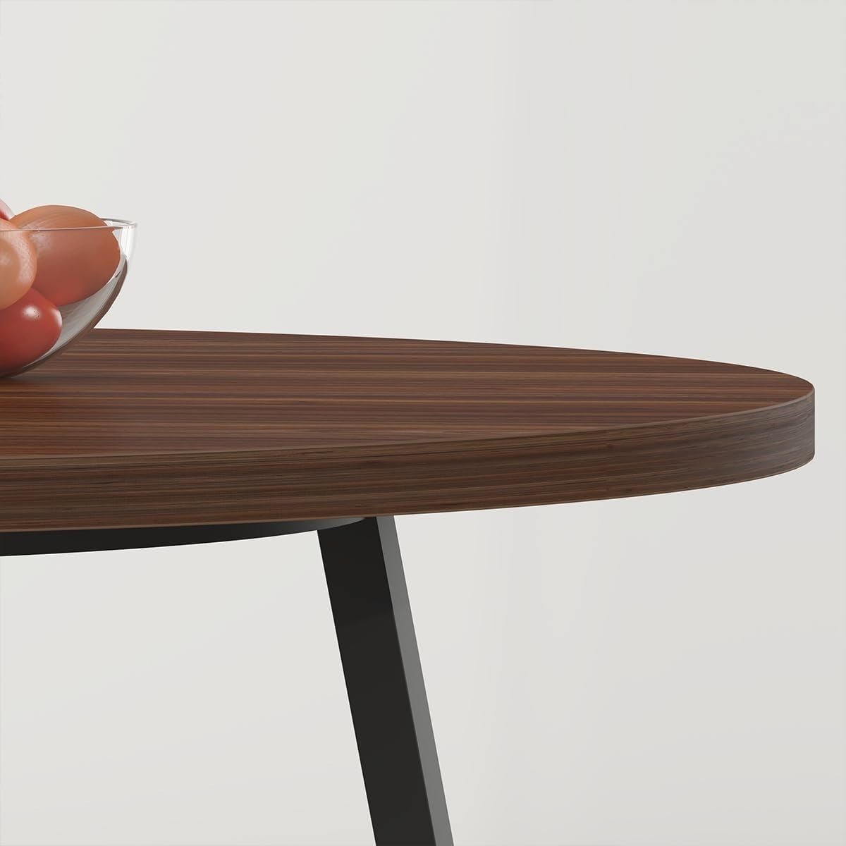 Round Walnut Dining Table 4-6 Seater Wood Metal Kitchen Home 130cm