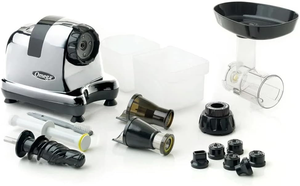 Triple Stage Cold Press Juicer 80RPM Nutrition System High Yield Chrome