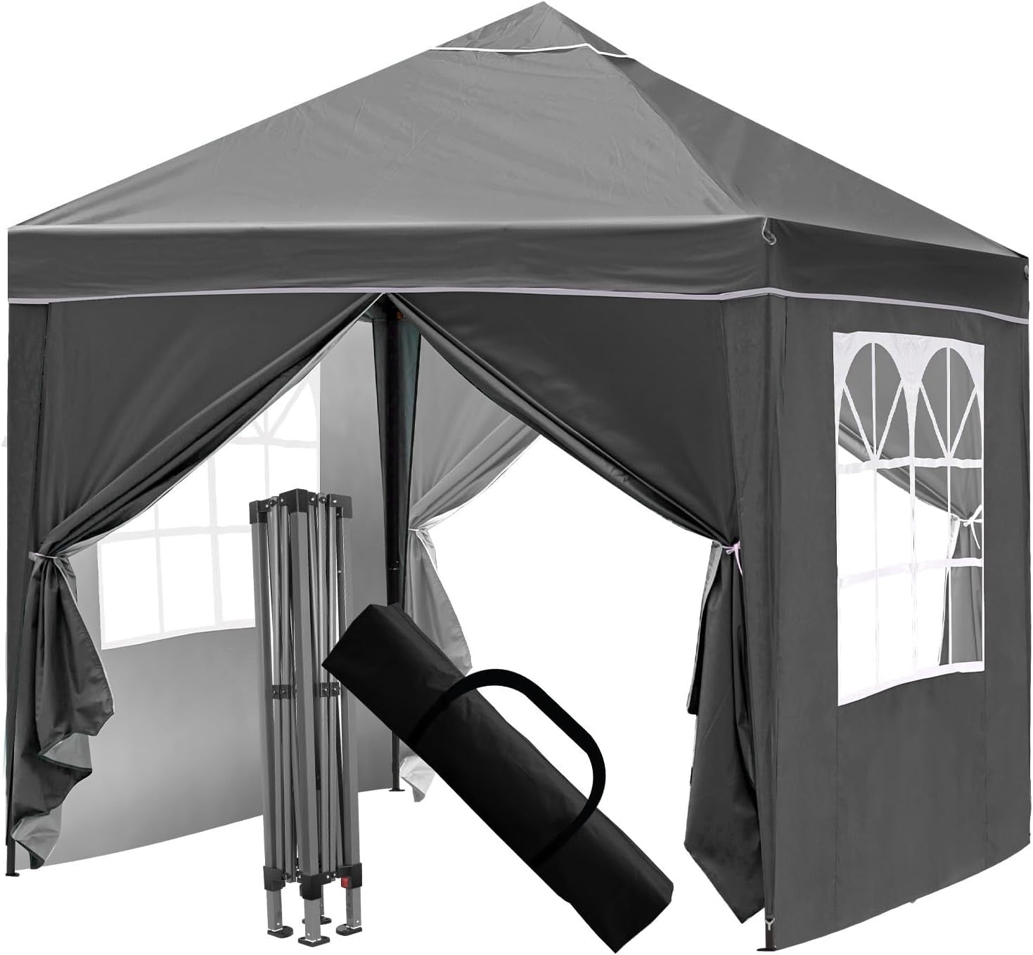 3x3M Grey Pop Up Gazebo With Sides Waterproof Garden Party Tent Marquee