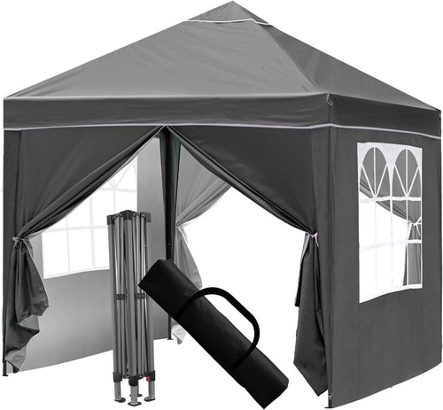3x3M Grey Pop Up Gazebo With Sides Waterproof Garden Party Tent Marquee