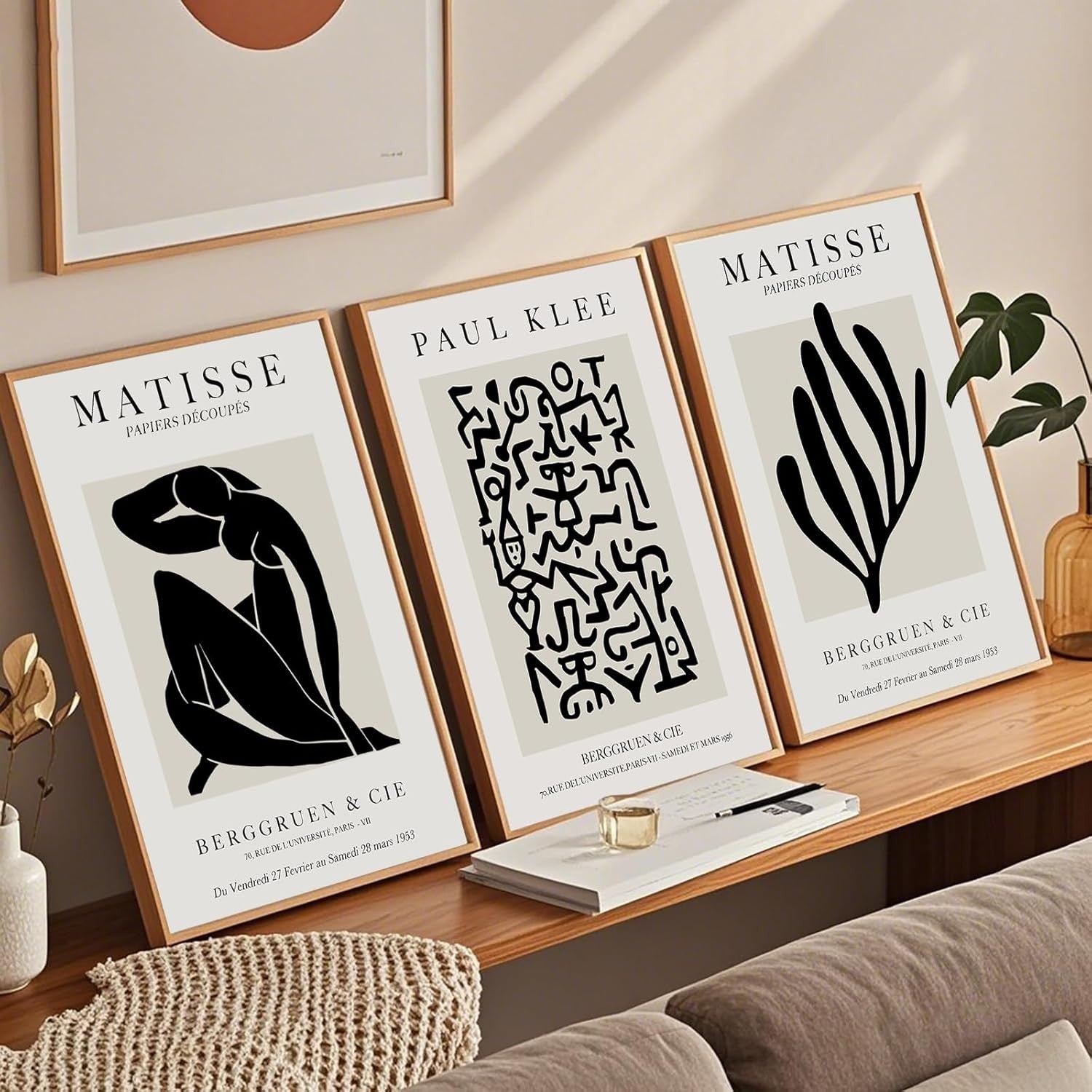 Beige Neutral Abstract Wall Art Set of 3 A4 Modern Minimalist Prints