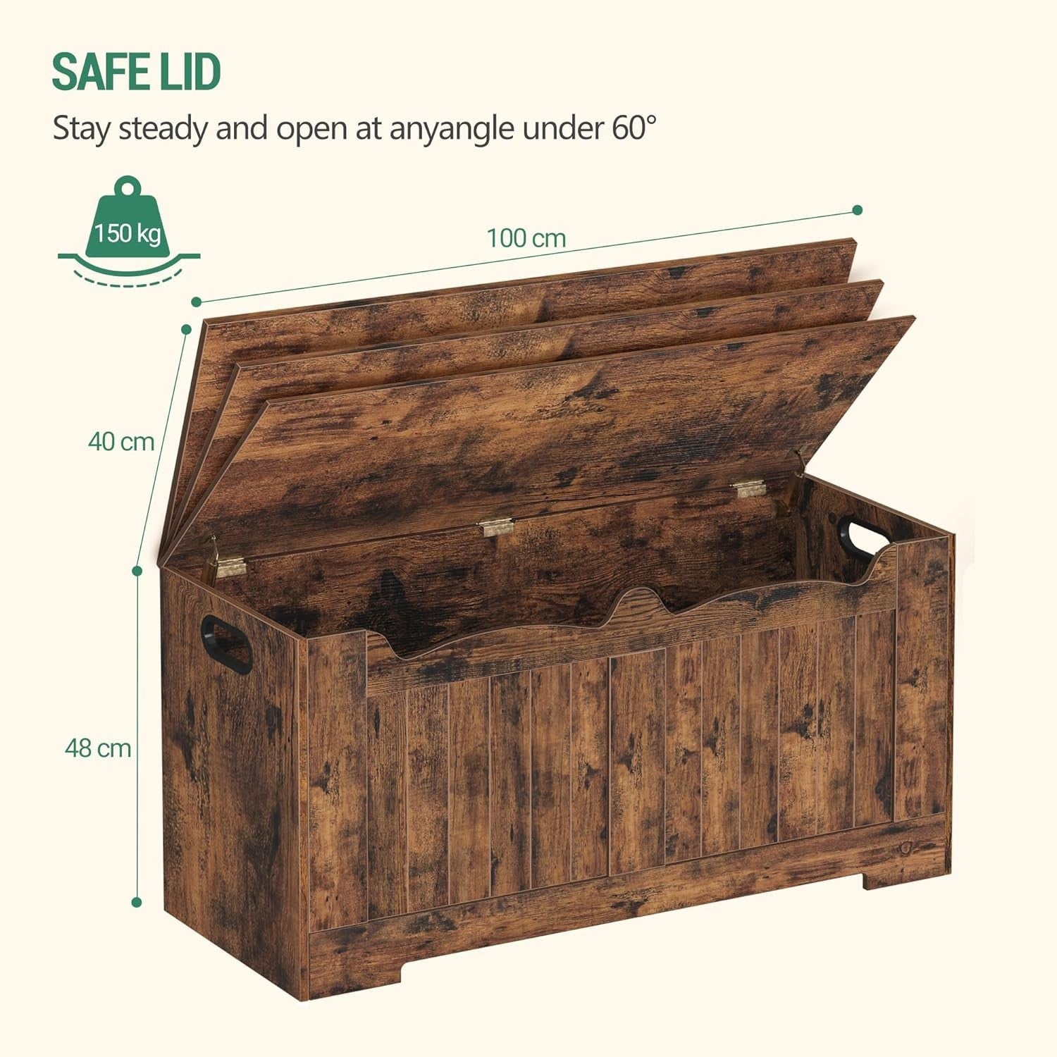 Rustic Brown Lift-Top Storage Bench with Shoe Organizer & Wooden Trunk
