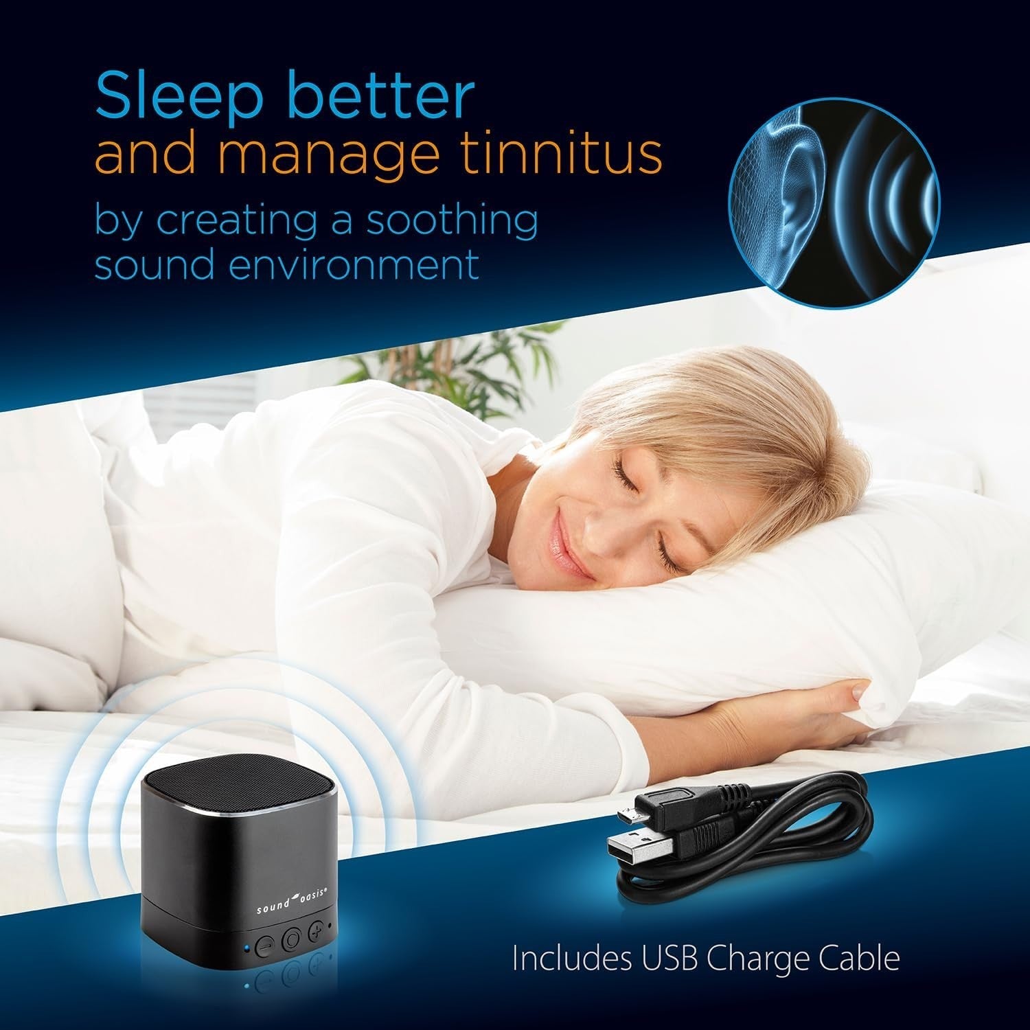 Tinnitus Sound Therapy System with 25 Soothing Sounds & Bluetooth