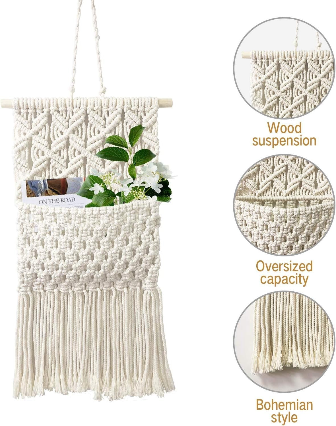Macrame Wall Hanging Tapestry 30x53cm Boho Cotton Decor