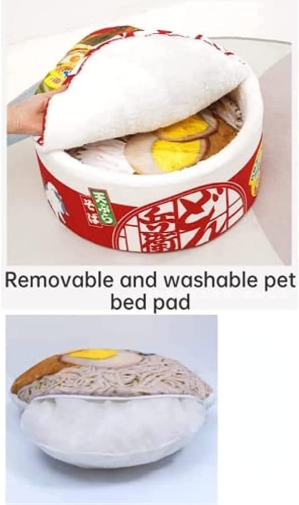 Instant Noodle Cat House Bed Soft Detachable Pet Nest Sofa Pink S