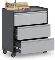 Mobile Metal Tool Cabinet with 3 Lockable Drawers & Workbench Surface