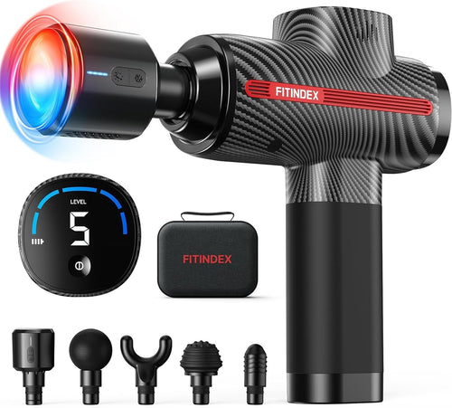 Hot & Cold Massage Gun Deep Tissue Muscle Recovery LCD 5 Speeds 5 Heads