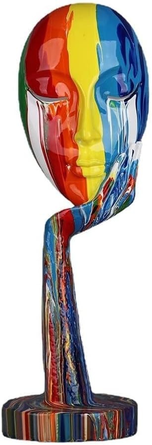 Colorful Abstract Woman Face Sculpture • Large Modern Resin Art Statue 38.9cm
