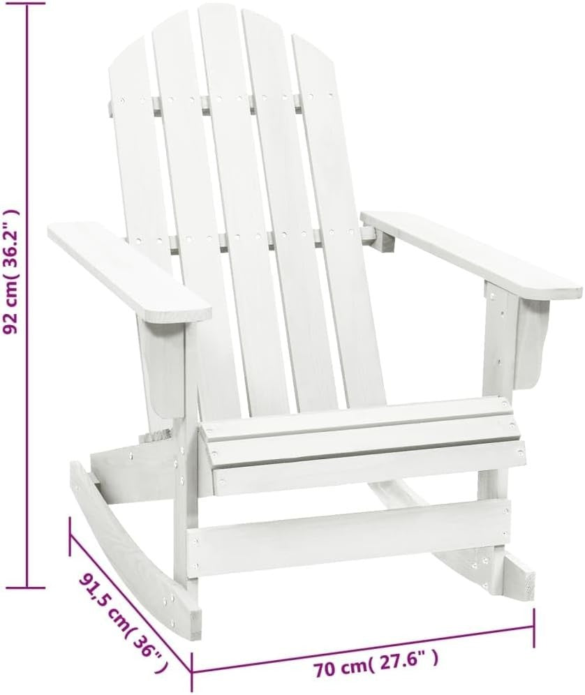 White Outdoor Wooden Rocking Chair, Durable, Easy Assembly, Weatherproof