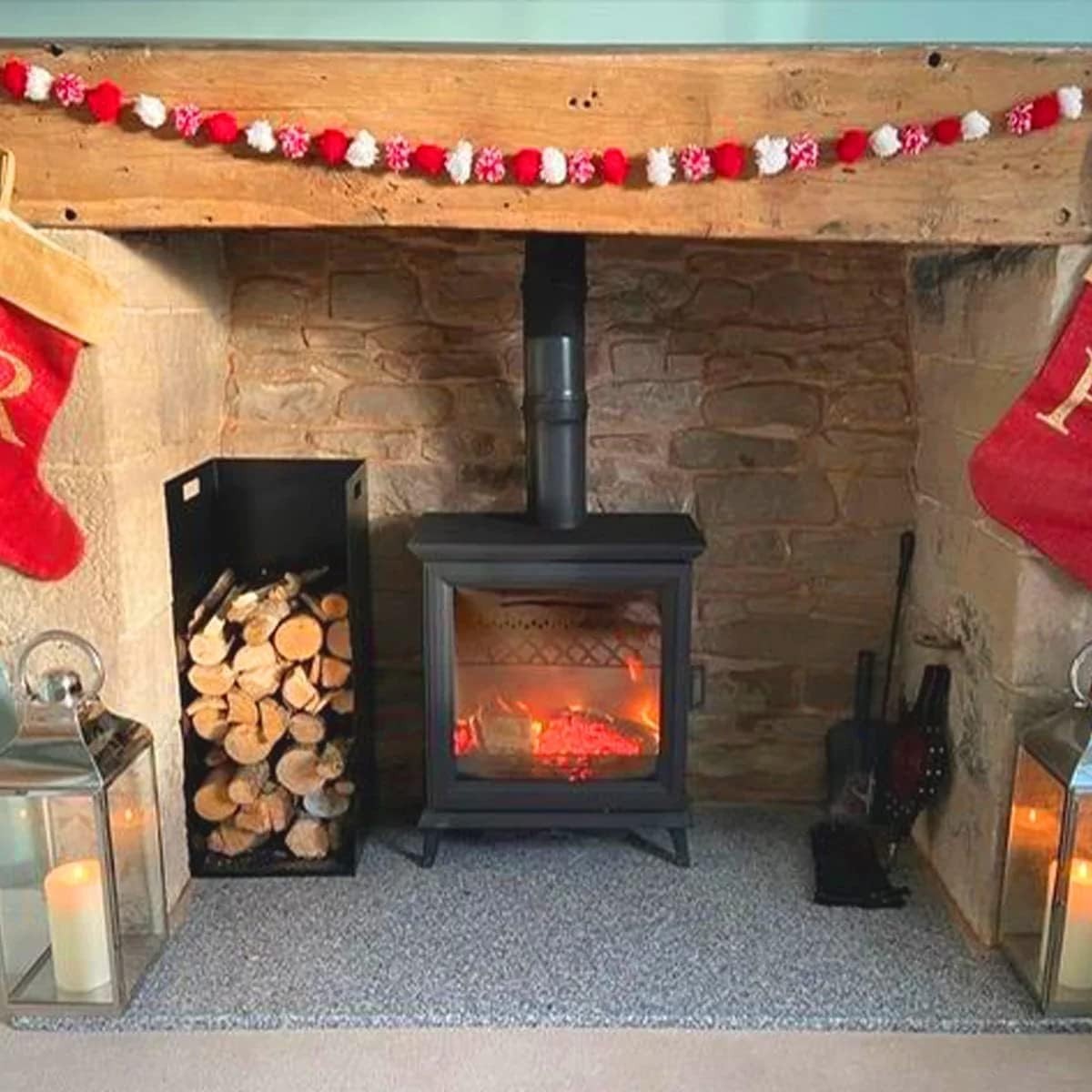 Firewood Log Holder Tall Metal Basket Indoor Storage for Fireplace Stove