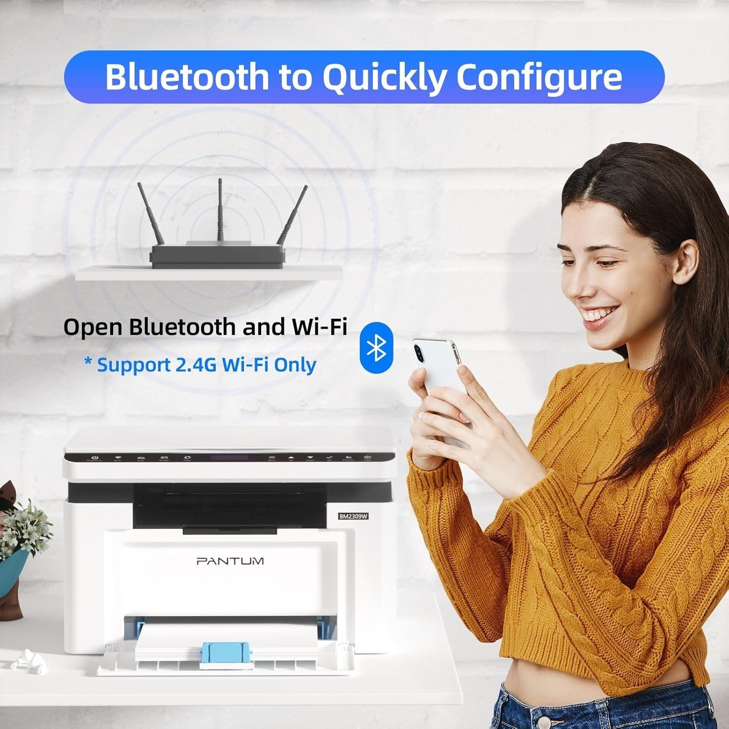 Wireless Monochrome 3-in-1 Laser Printer White A4 20ppm USB Wi-Fi