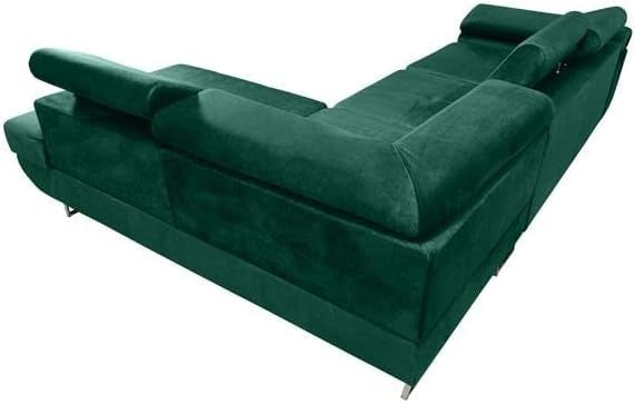 Mustard Corner Sofa Bed with Storage, Adjustable Headrests, Modern L Shape