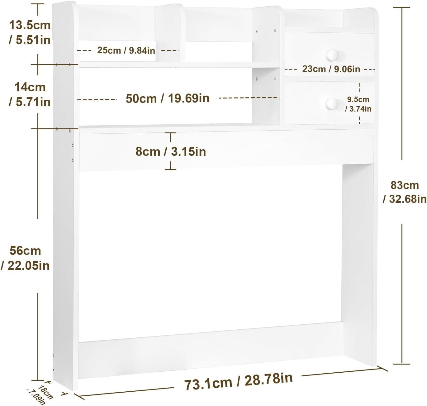 White 4-Tier Desktop Bookshelf Desk Hutch Organiser Space-Saving Storage Rack