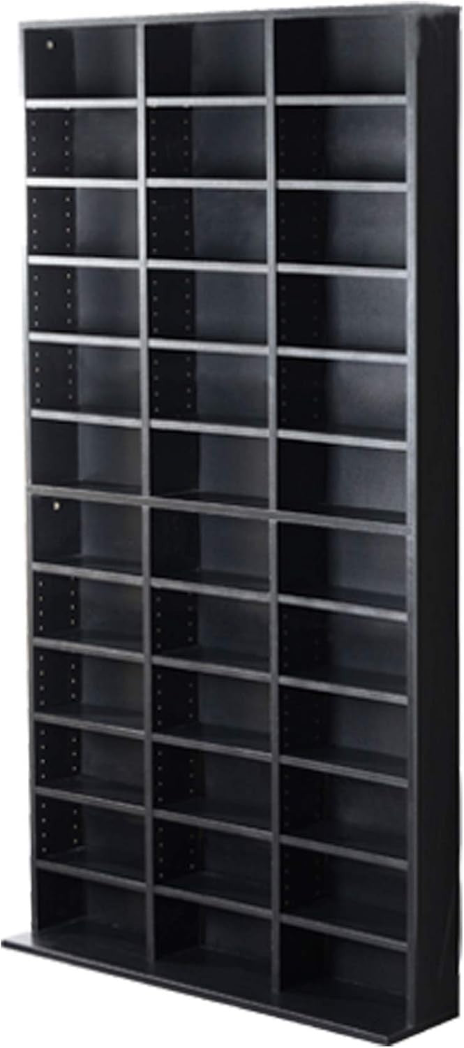 Media Storage Bookcase 1116 CD 528 DVD Adjustable Shelving Black