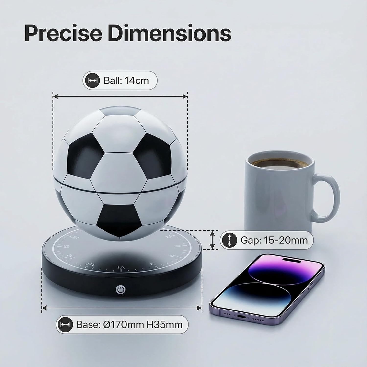 Magnetic Levitating Soccer Ball Lamp White LED Floating Desk Night Light
