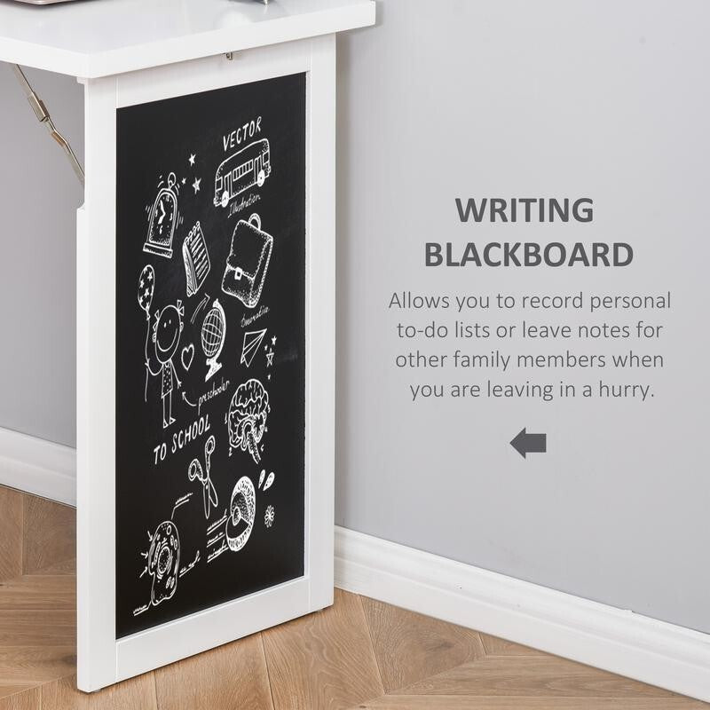 Folding Wall Desk with Shelves & Blackboard – Space Saving Home Office Unit