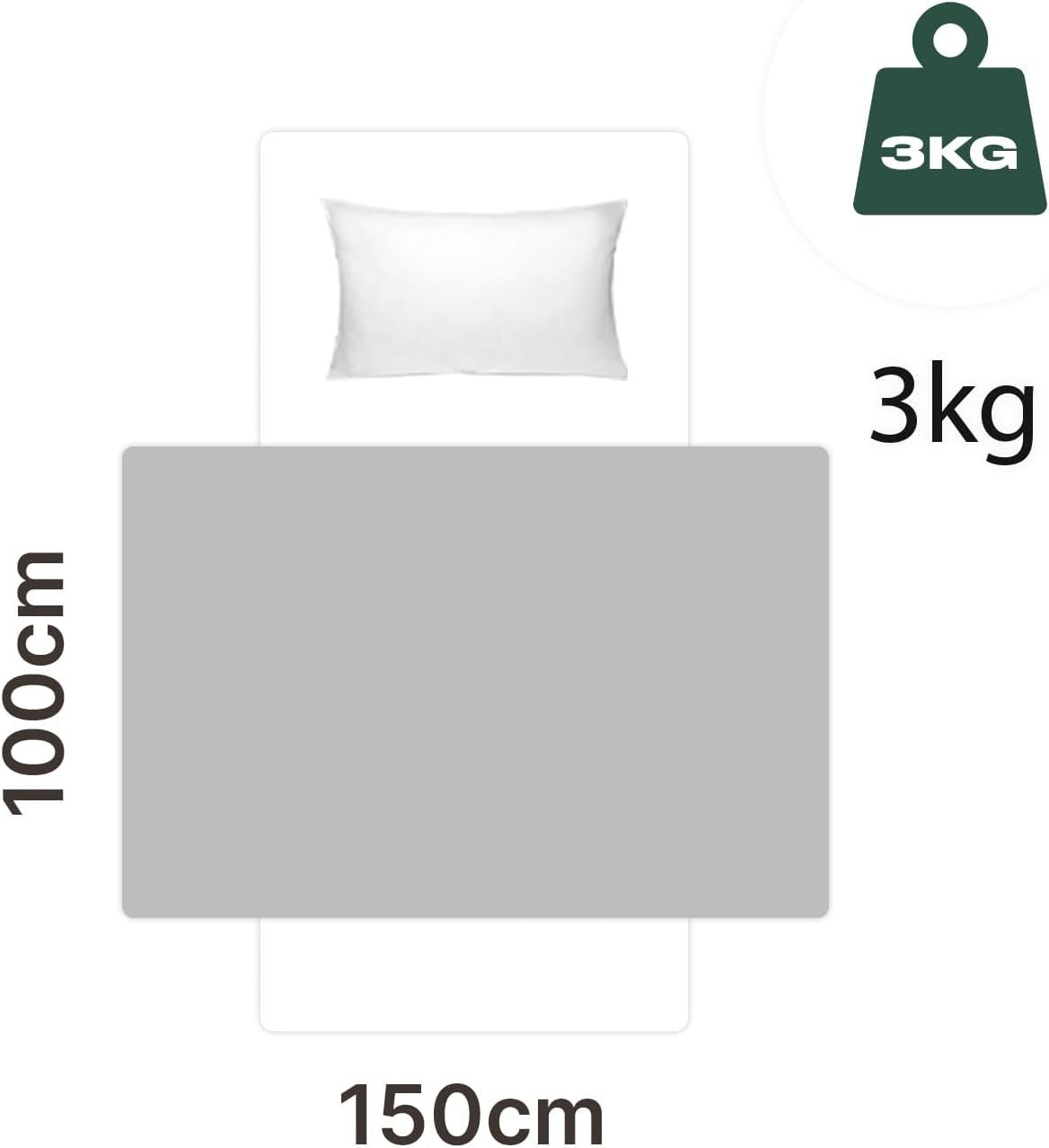 3kg Weighted Blanket 100x150cm Grey Minecraft Reversible Sleep Aid
