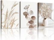 Set of 3 Boho Floral Canvas Wall Art 40x60cm