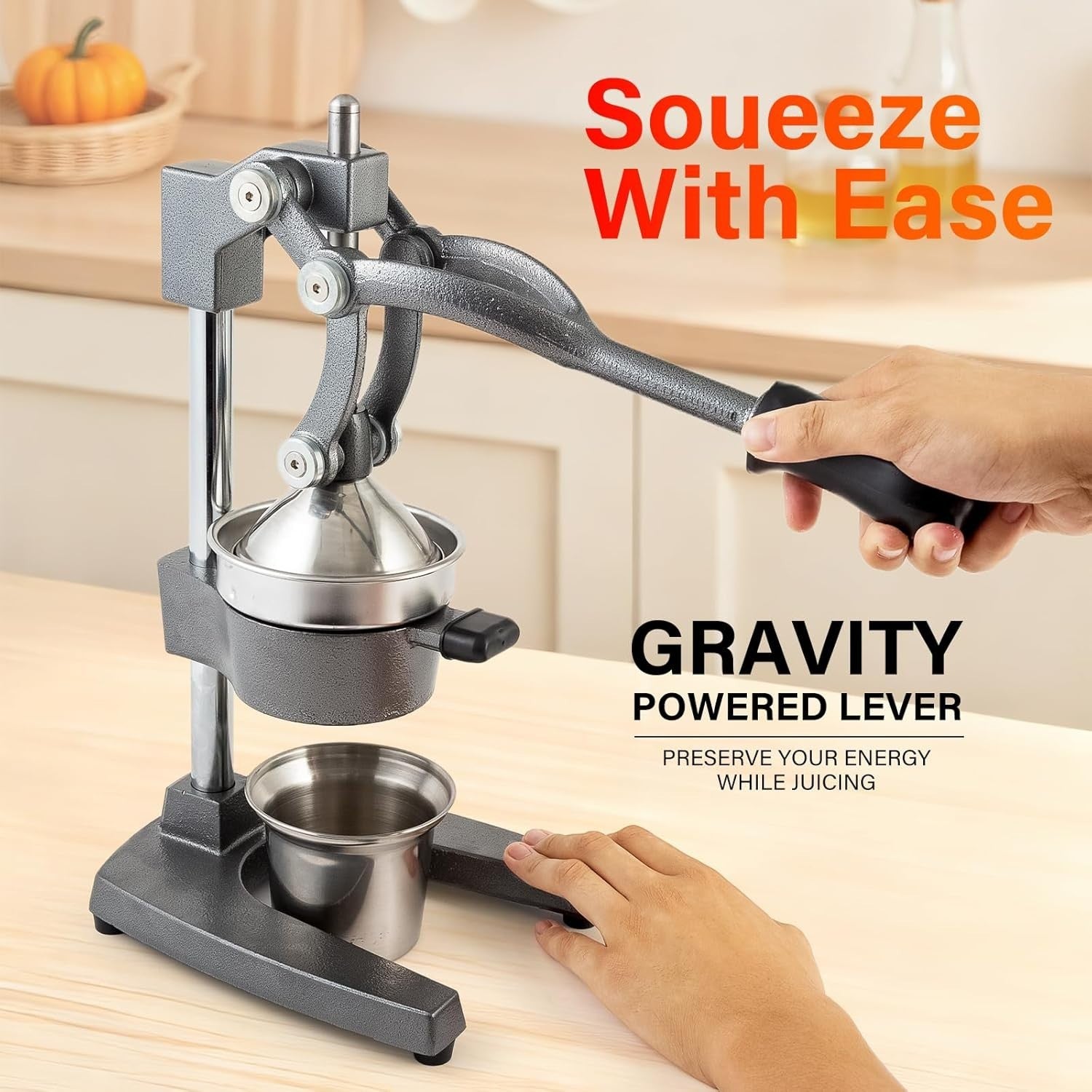 Heavy Duty Hand Citrus Press Cast Iron High Yield Professional Juicer