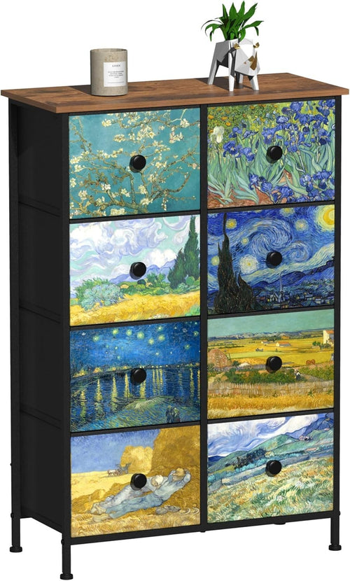 Van Gogh Style 8 Drawer Chest Dresser Fabric Storage Unit Bedroom