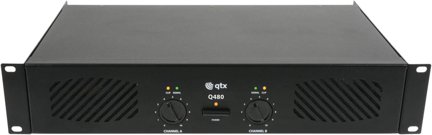 Q480 480W Stereo Power Amplifier 2U Rack-Mount Fan-Cooled DJ Stage
