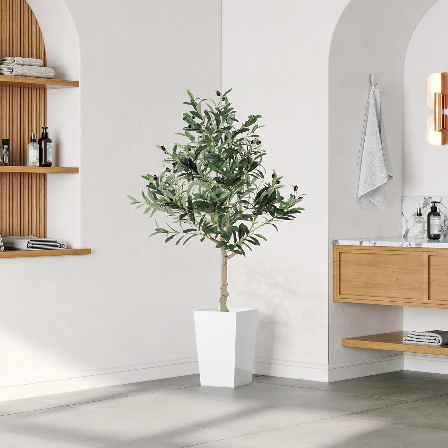 4ft Artificial Olive Tree Tall Faux Plant Indoor Decor Natural Trunk Realistic