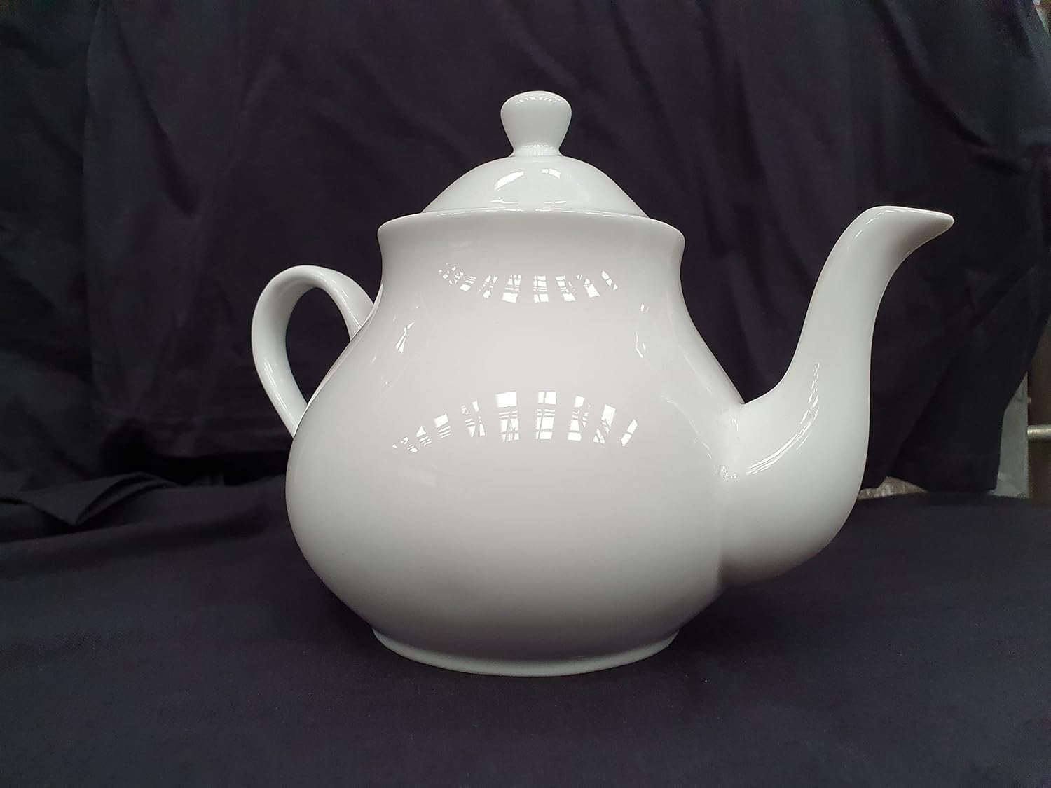White Bone China Teapot 4 Cup Classic Tea Pot with Removable Lid