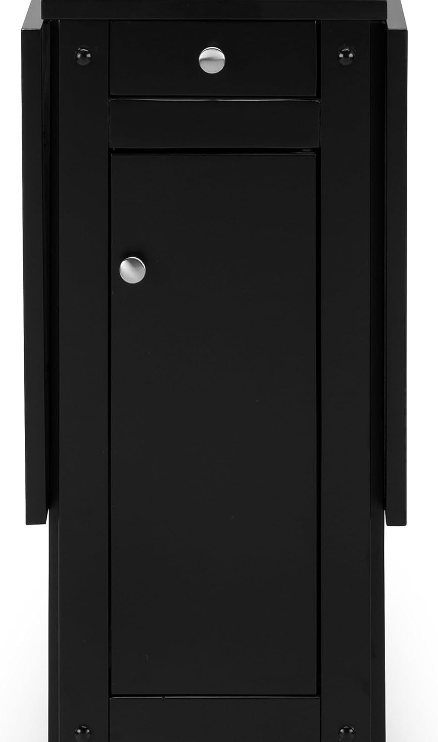 Compact Dining Table Set with Storage Drawer Foldable Chairs Black