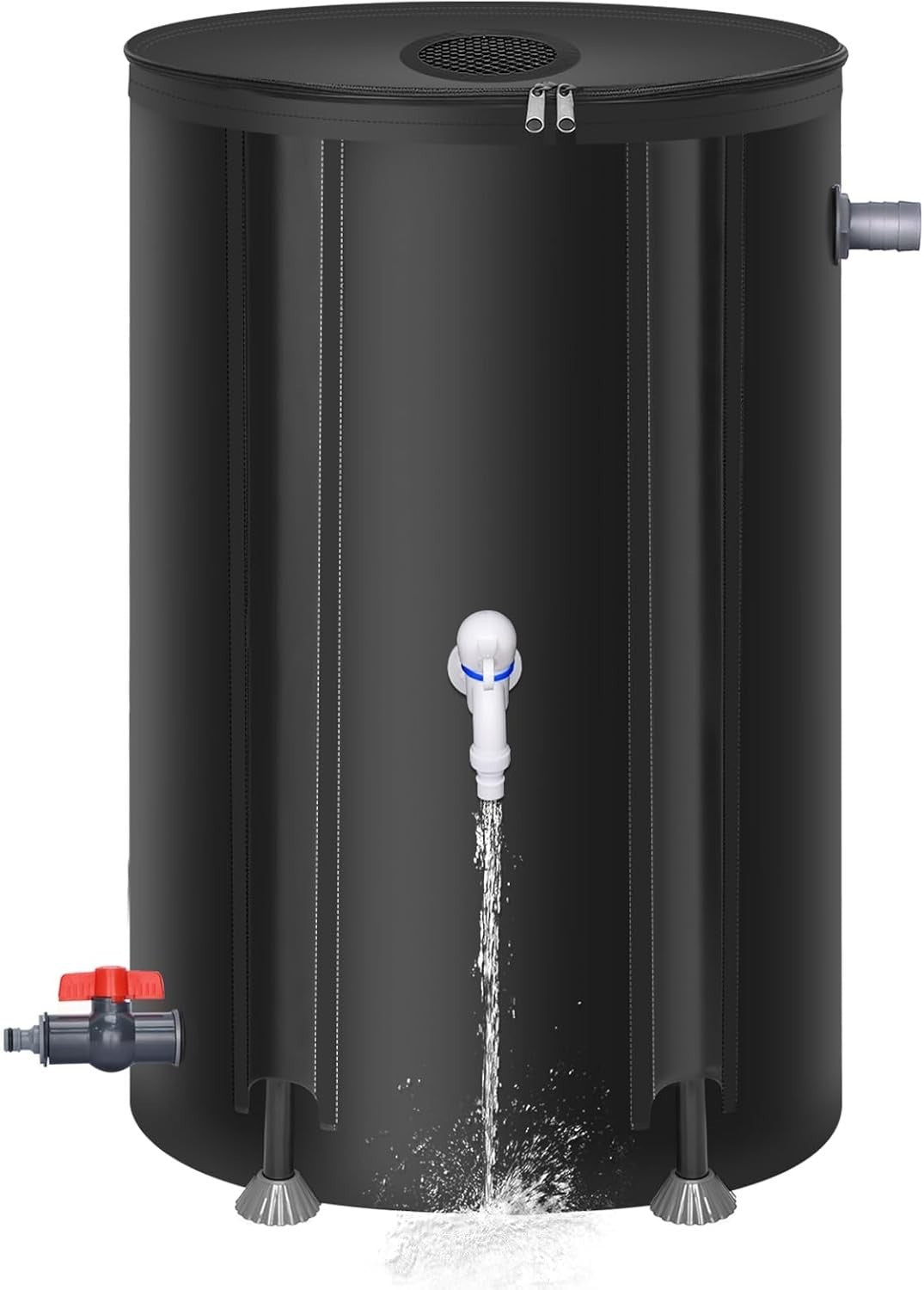 100L Collapsible PVC Rain Barrel with Mesh Top, Spigot & Overflow Kit
