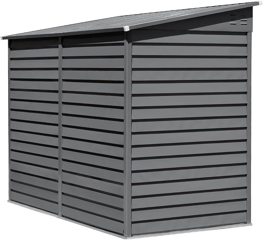 Large Outdoor Garden Shed Metal Storage L144xW270xH202cm Black