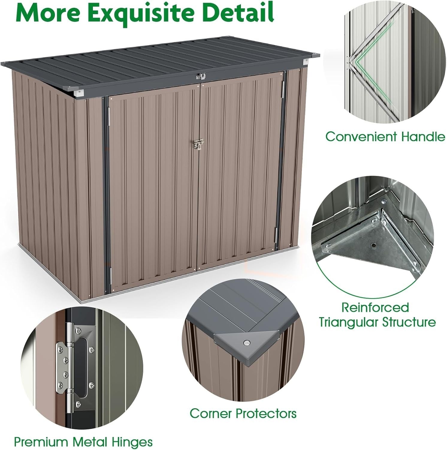6x3 ft Metal Garden Shed Outdoor Storage Lockable Doors & Flip Lid