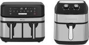 Silver Air Fryer Set 9L Analogue + 9L Double Drawer Low Oil Healthy Cooker