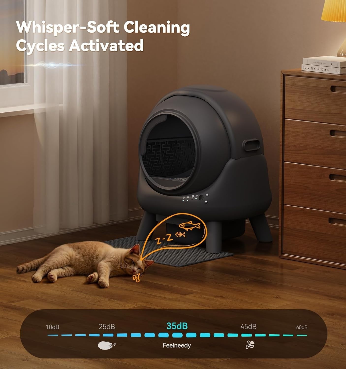 65L Self Cleaning Cat Litter Box App Control Odor Control Multi Cat