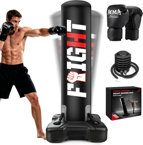 70in Free Standing Punching Bag Heavy Duty MMA Kickboxing Set