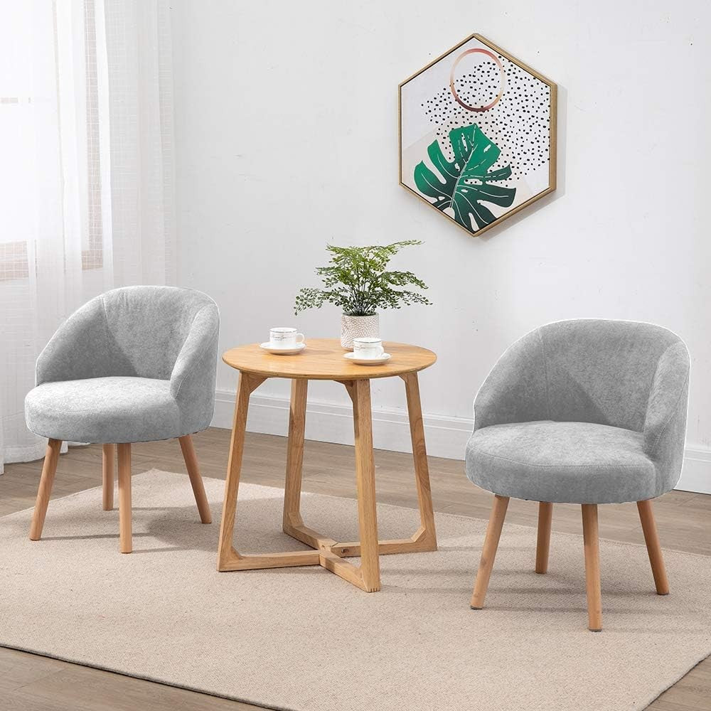Set of 2 Small Linen Tub Chairs Lounge Side Armchairs