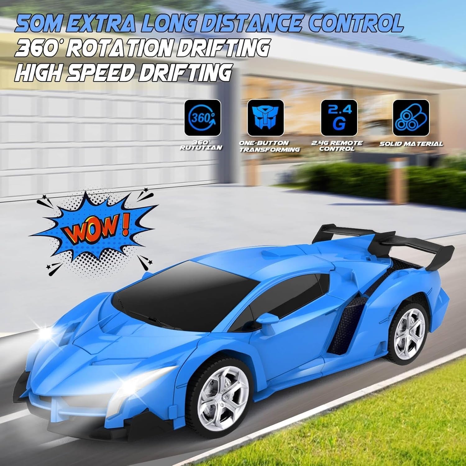 2 in 1 Transforming RC Car Robot Toy 360° Spin Remote Control Car for Kids 3-8