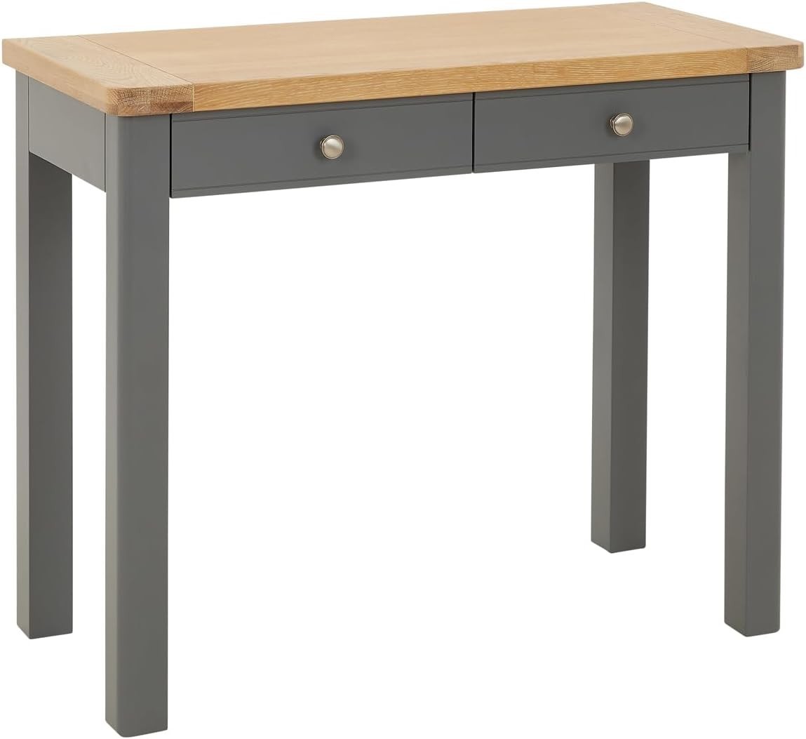eBay Title Grey Oak 2 Drawer Dressing Table Desk Country Wood 45D x 96W x 78H