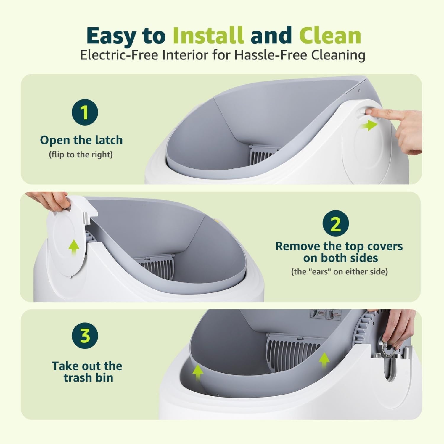 Self Cleaning Cat Litter Box App Control 76L Auto Odor Control Tray