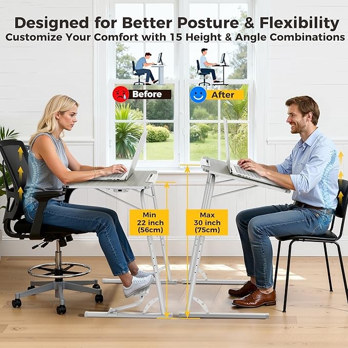 Adjustable Overbed Laptop Table Folding Sofa Desk White Portable Workstation